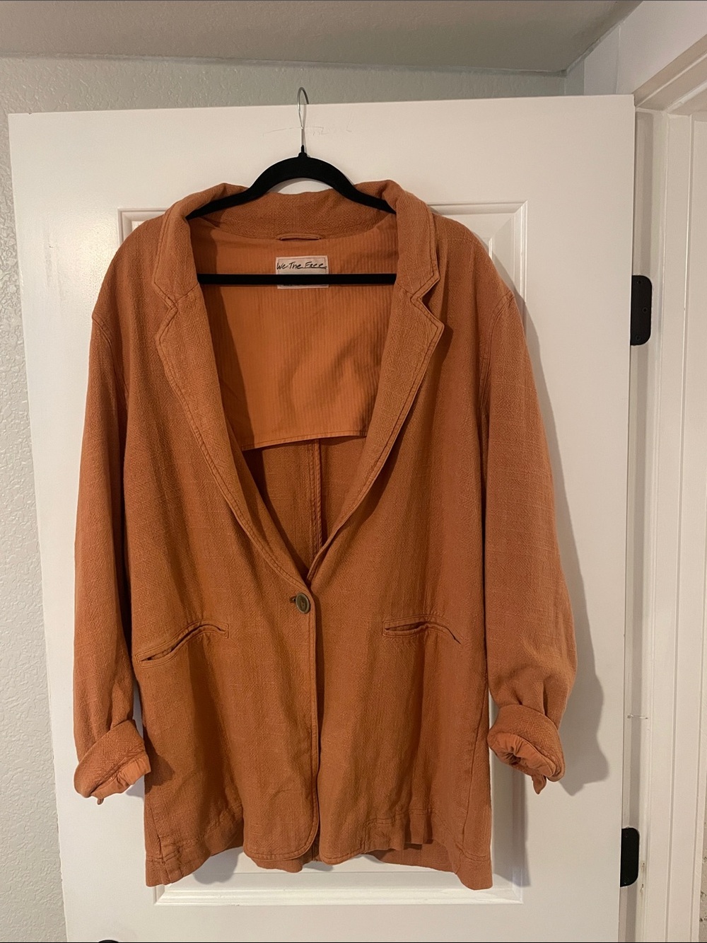 We The Free Rust Orange Single-Button Oversized Blazer
